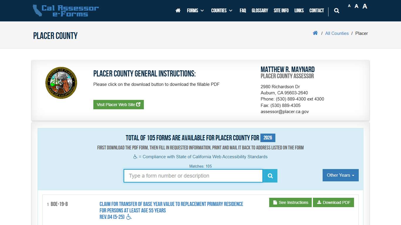 CAA e-Forms Service Center - placer
